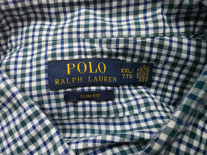 Camisa Ralph Lauren 2xl Slimfit Cuadro Verde, Azul, Blanco (Usado)