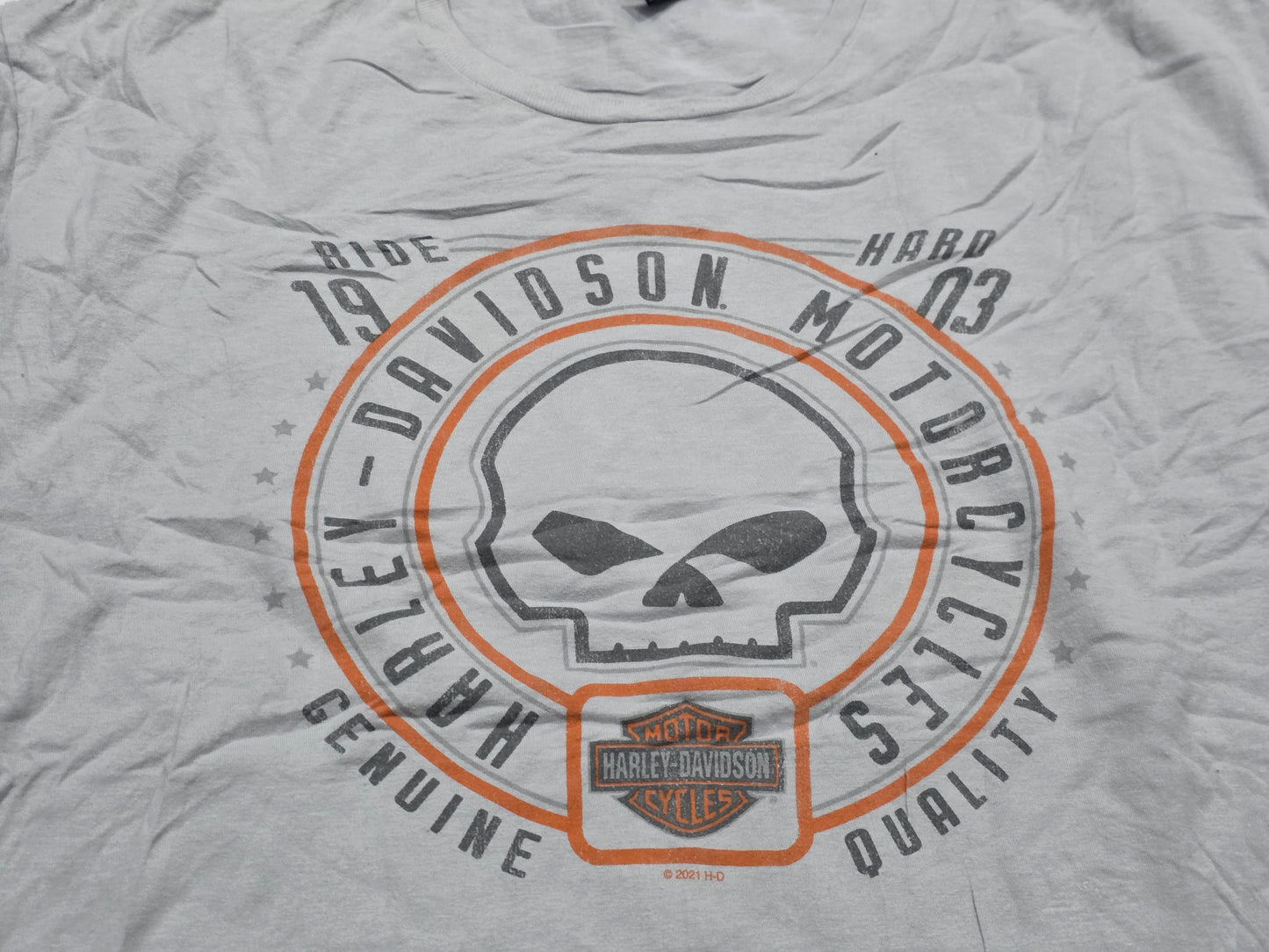 Playera Harley Davidson 2xl Gris Calavera (Usado)