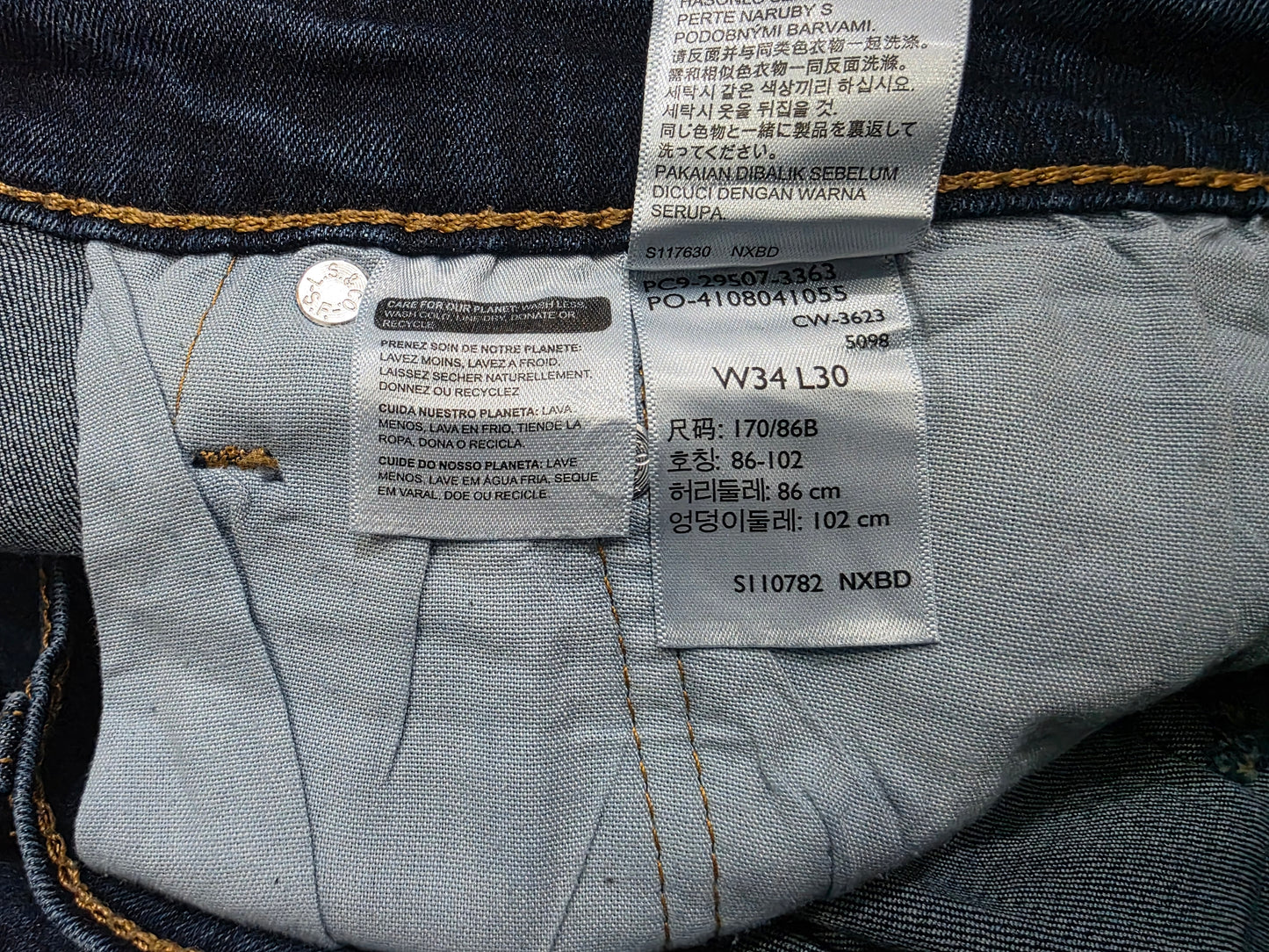 Pantalon Recto Levis 502 34x30 Azul Marino