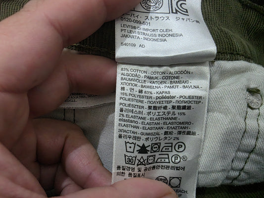 Pantalon Recto Pana Levis 514 36x36 Verde
