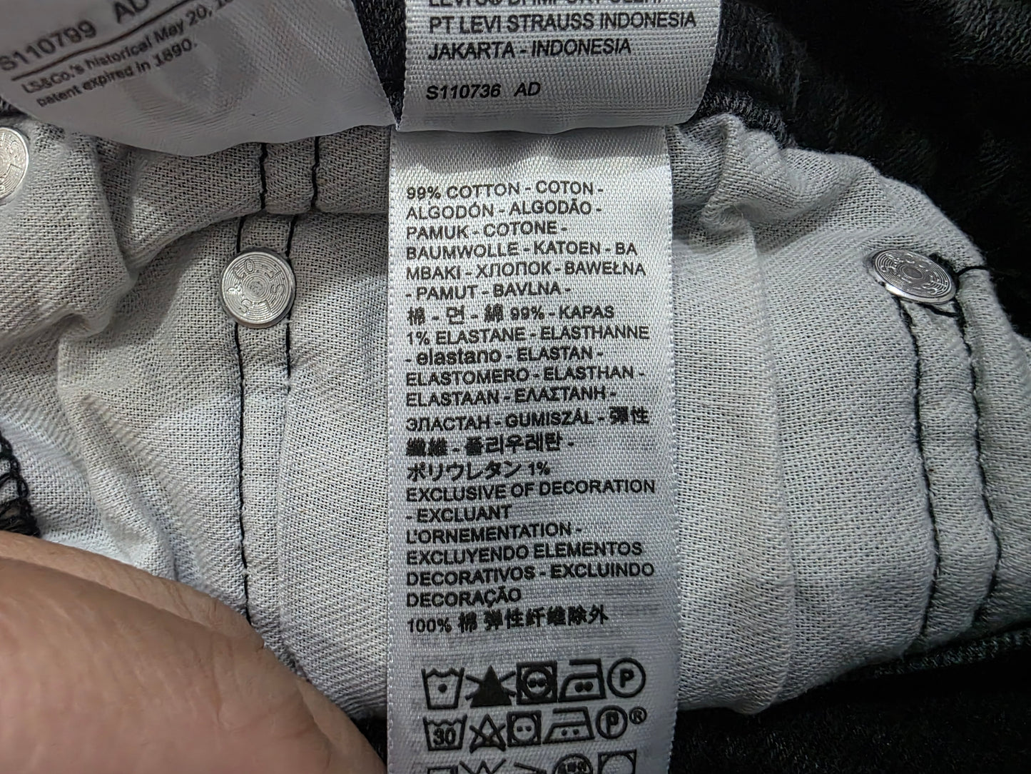 Pantalon Slimfit Levis 511 36x29 Negro Deslavado