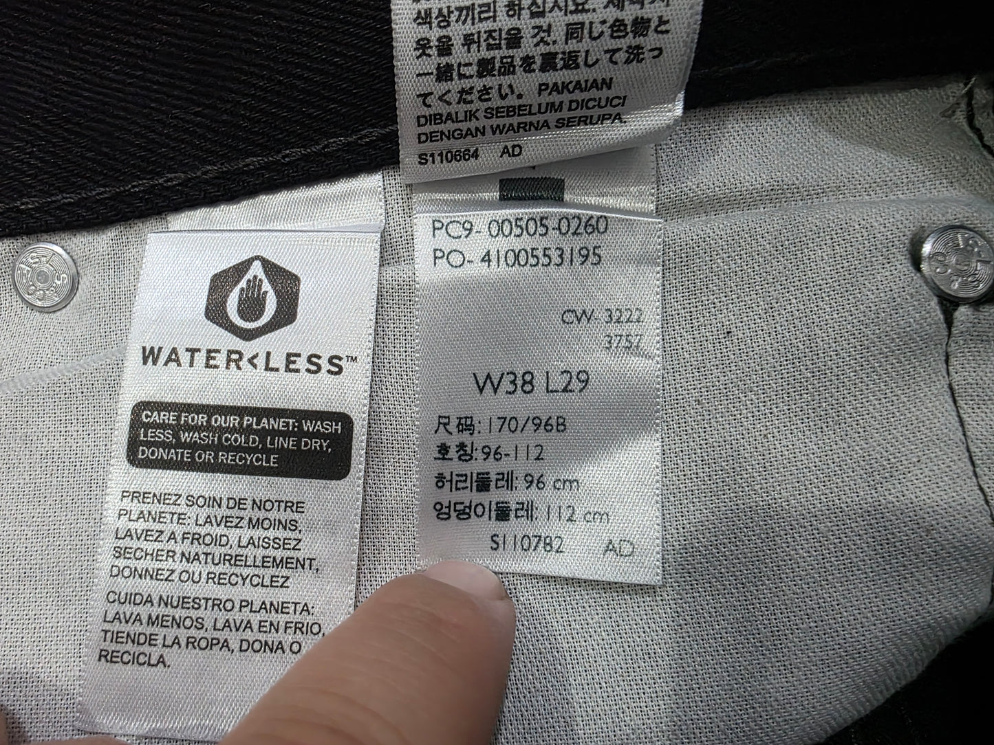 Pantalon Recto Levis 505 38x29 Negro