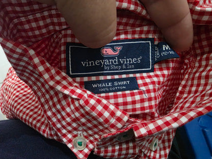 Camisa Vineyard Vines M 12-14 Adolescente Cuadro Rojo