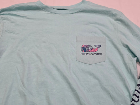 Playera Manga Larga Vineyard Vines Mediana M Azul Agua