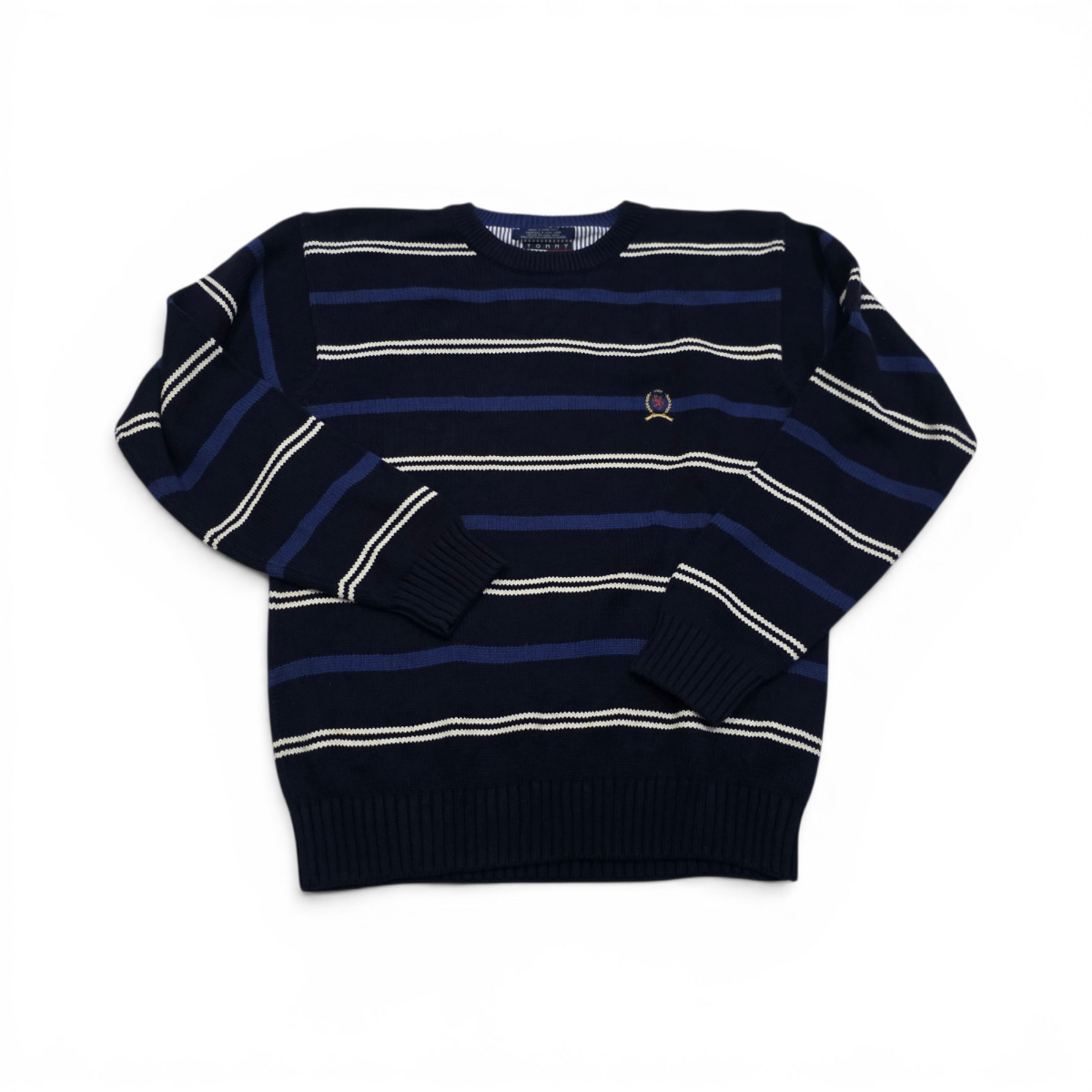 Sueter Vintage Tommy Hilfiger Mediana M Azul Lineas