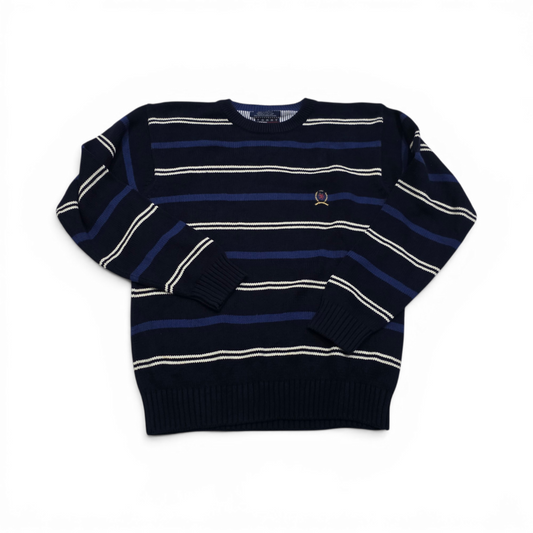 Sueter Vintage Tommy Hilfiger Mediana M Azul Lineas