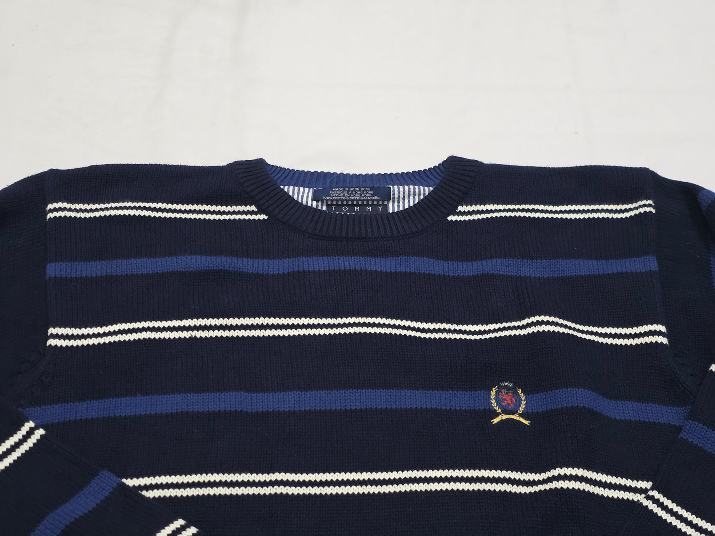 Sueter Vintage Tommy Hilfiger Mediana M Azul Lineas