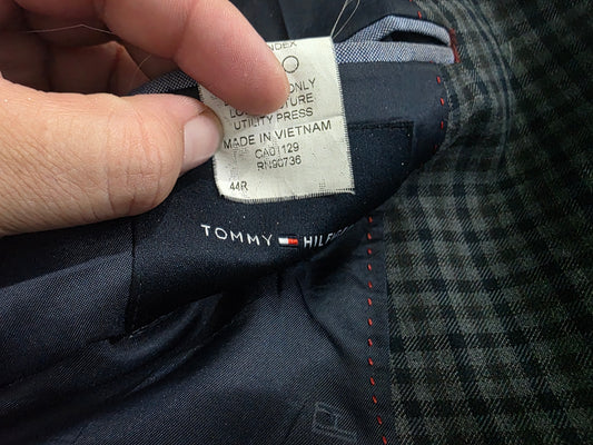 Saco Tommy Hilfiger 44r Cuadro Azul Y Verde