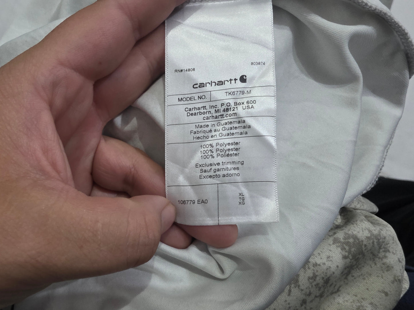 Playera Carhartt Xgrande Xl Gris Manga Larga