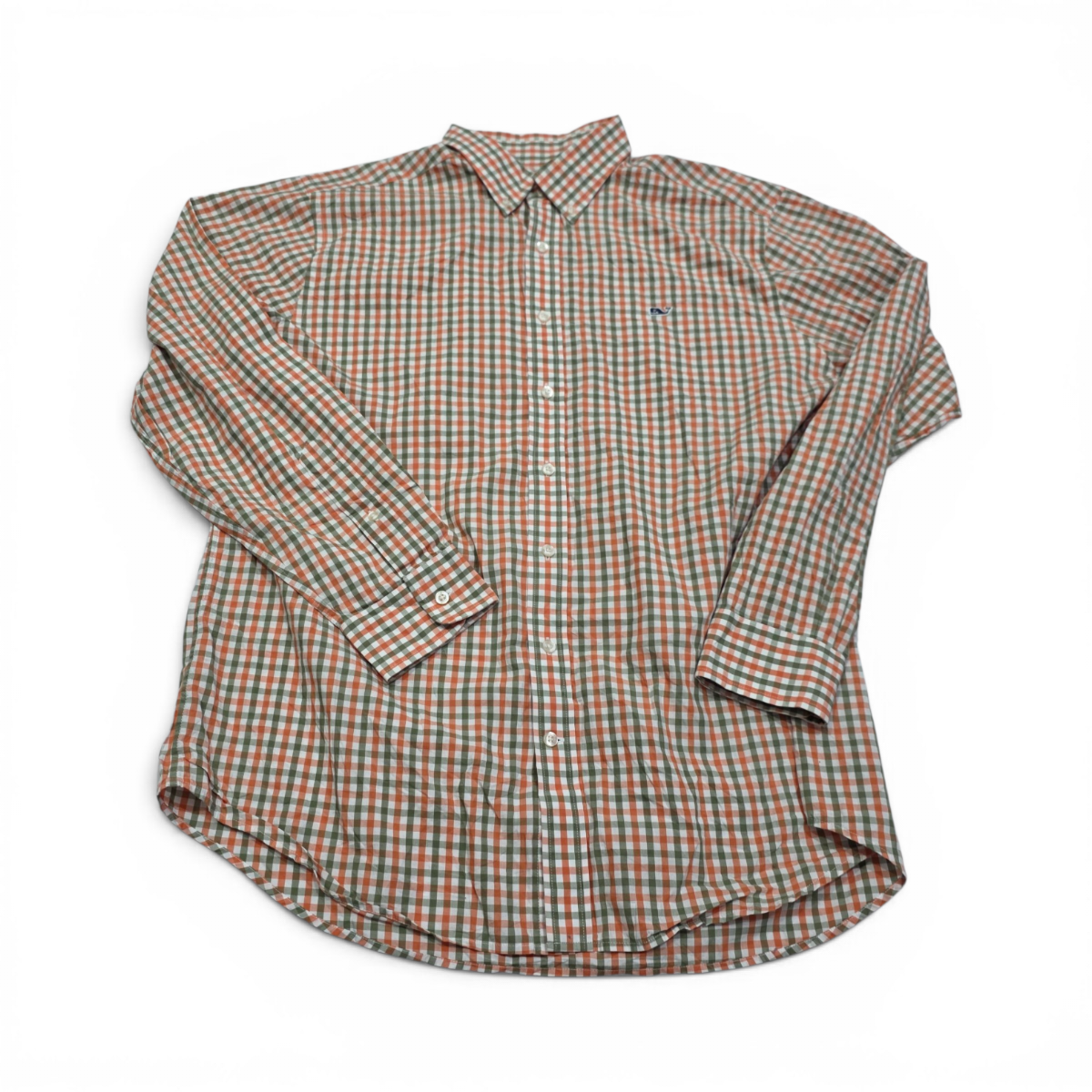 Camisa Vineyard Vines Xgrande Xl Cuadro Naranja Y Verde