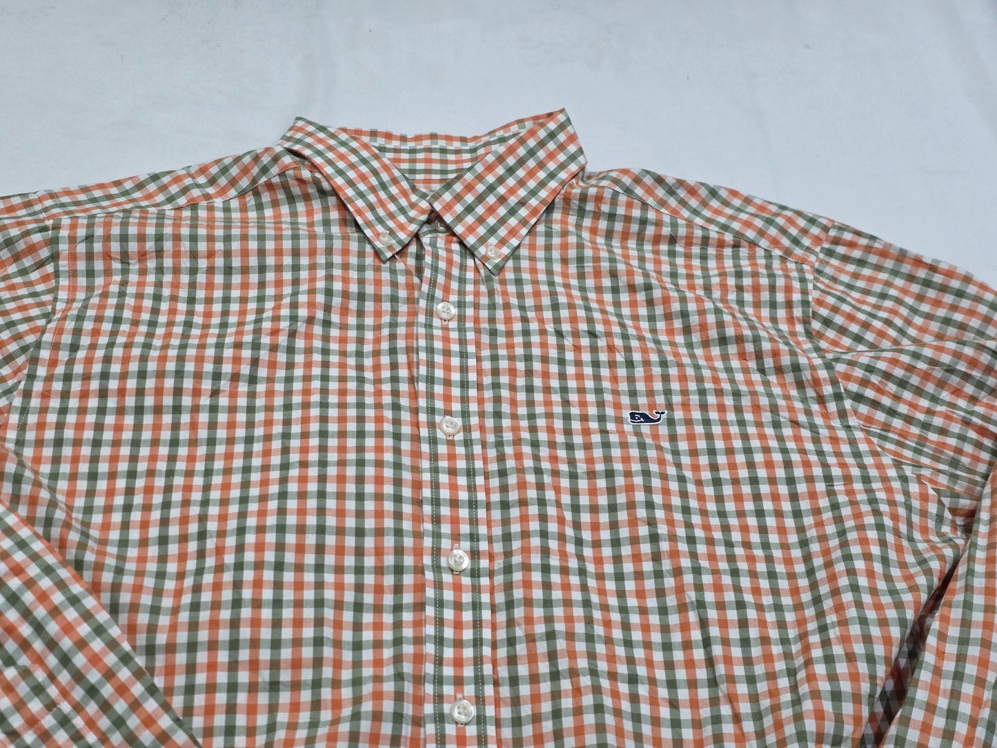 Camisa Vineyard Vines Xgrande Xl Cuadro Naranja Y Verde