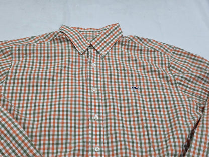 Camisa Vineyard Vines Xgrande Xl Cuadro Naranja Y Verde