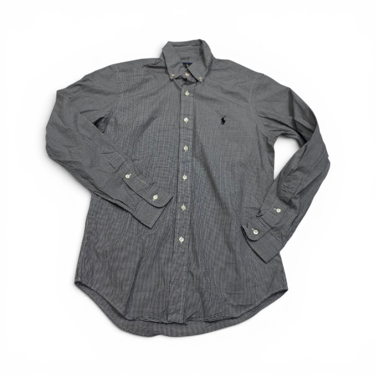 Camisa Ralph Lauren Xchico Xs Cuadro Blanco Y Negro