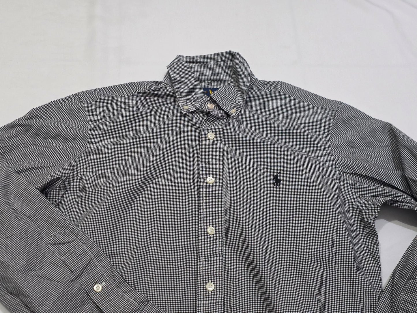Camisa Ralph Lauren Xchico Xs Cuadro Blanco Y Negro