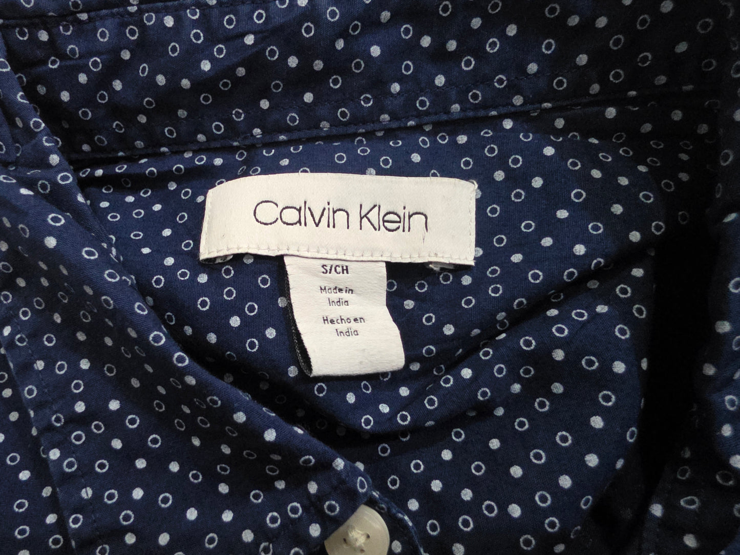 Camisa Calvin Klein Chico S Azul Marino Puntos Manga Corta