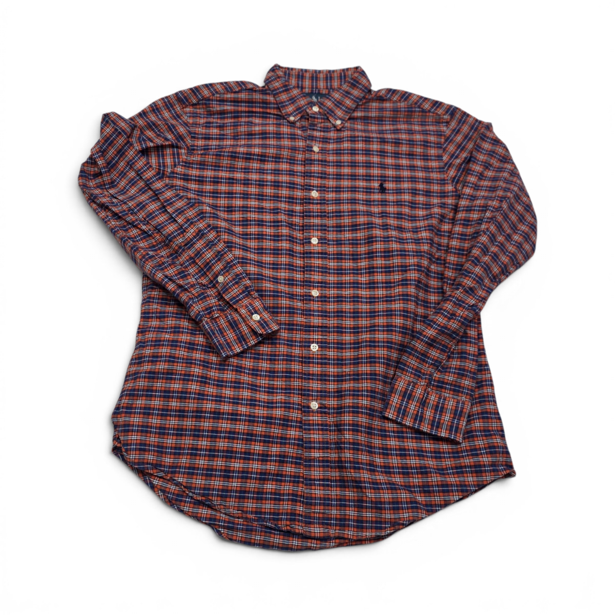 Camisa Ralph Lauren Mediana M Cuadro Azul Y Naranja