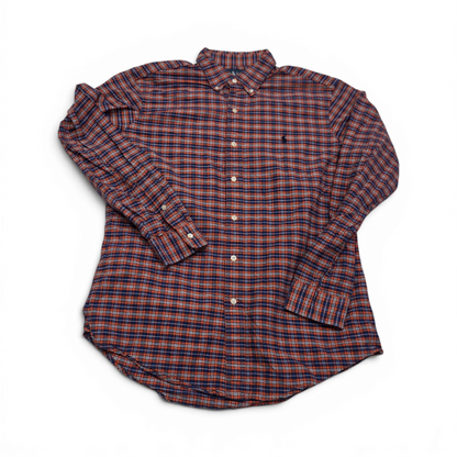 Camisa Ralph Lauren Mediana M Cuadro Azul Y Naranja