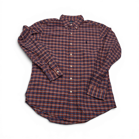 Camisa Ralph Lauren Mediana M Cuadro Azul Y Naranja