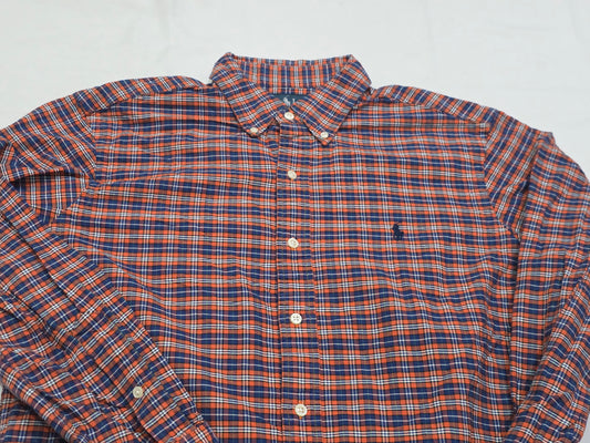 Camisa Ralph Lauren Mediana M Cuadro Azul Y Naranja