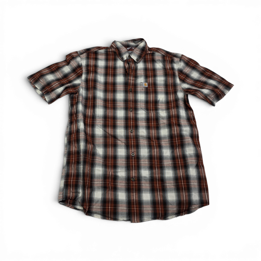 Camisa Carhartt Medianam Cuadro Ladrillo Y Blanco Manga Cort