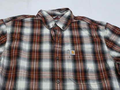 Camisa Carhartt Medianam Cuadro Ladrillo Y Blanco Manga Cort