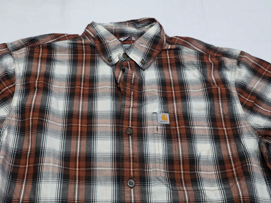 Camisa Carhartt Medianam Cuadro Ladrillo Y Blanco Manga Cort