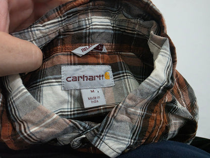 Camisa Carhartt Medianam Cuadro Ladrillo Y Blanco Manga Cort