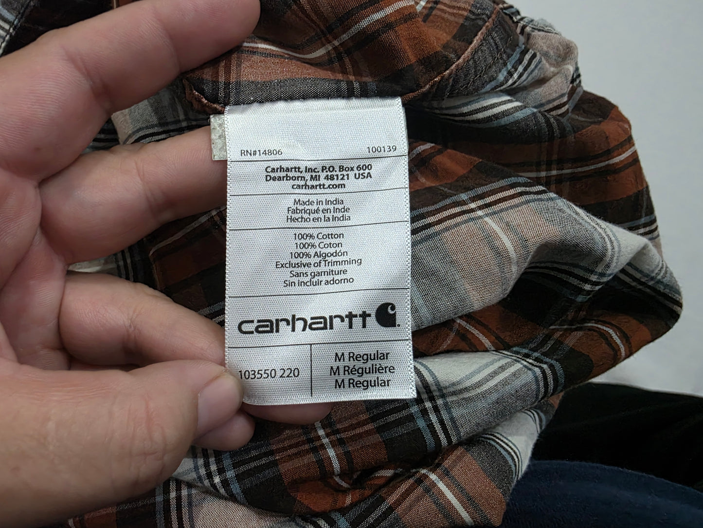 Camisa Carhartt Medianam Cuadro Ladrillo Y Blanco Manga Cort