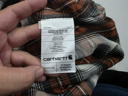 Camisa Carhartt Medianam Cuadro Ladrillo Y Blanco Manga Cort