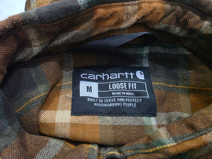 Camisa Carhartt Mediana M Cuadro Cafe Y Naranja Franela