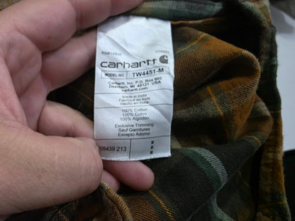 Camisa Carhartt Mediana M Cuadro Cafe Y Naranja Franela