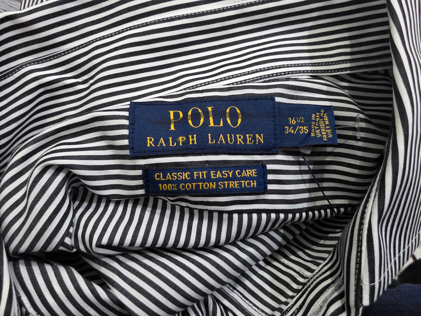 Camisa Ralph Lauren Grande L Negro Y Blanco Lineas