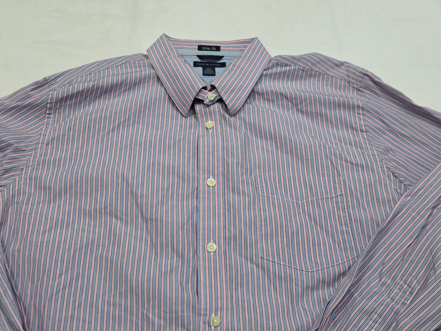 Camisa Tommy Hilfiger Grande L Rosa Y Azul Lineas