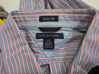 Camisa Tommy Hilfiger Grande L Rosa Y Azul Lineas