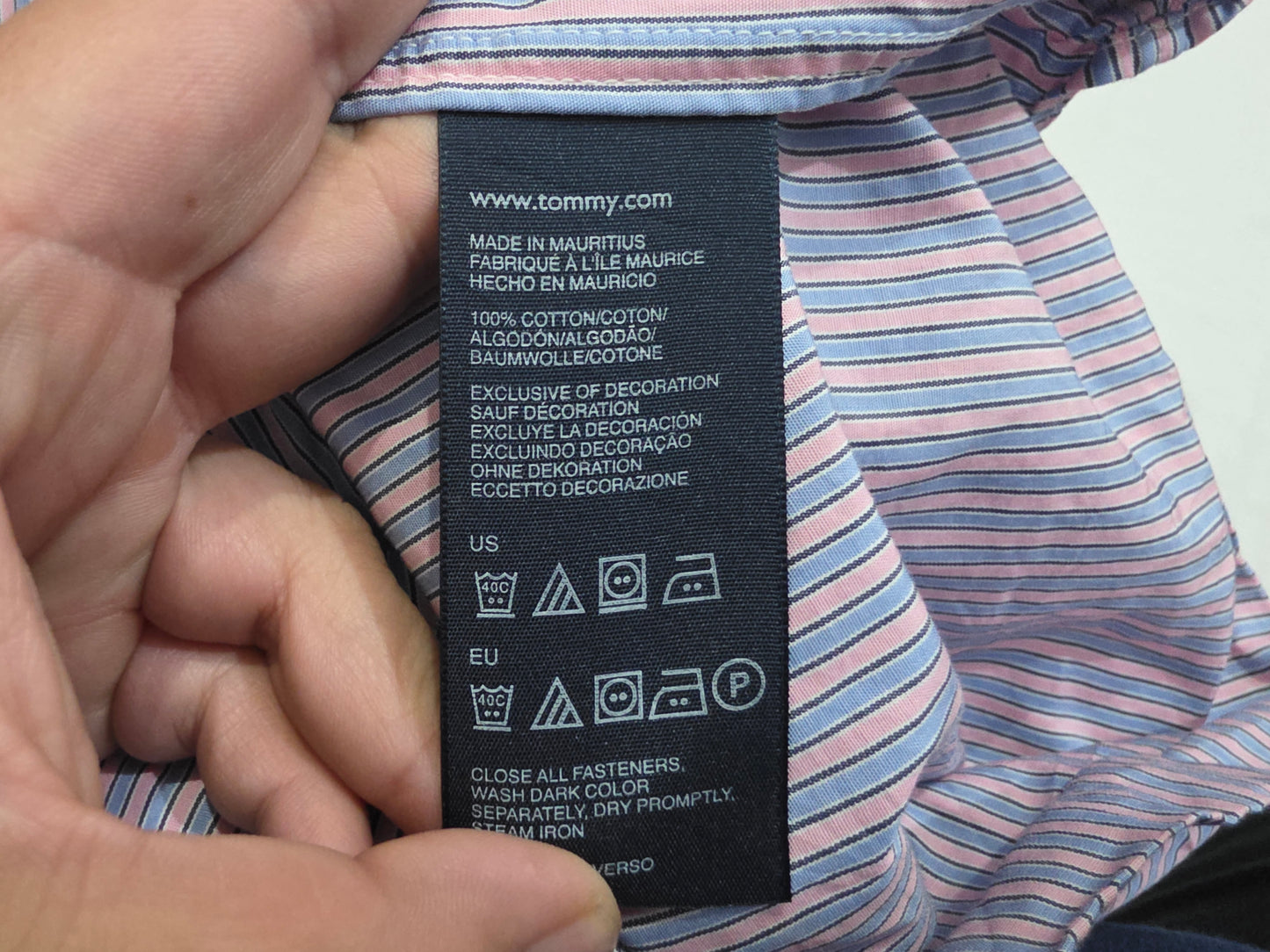 Camisa Tommy Hilfiger Grande L Rosa Y Azul Lineas