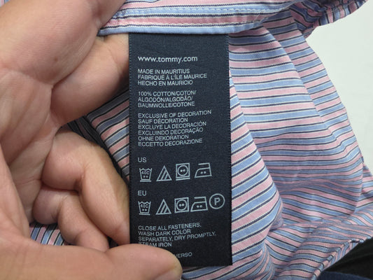 Camisa Tommy Hilfiger Grande L Rosa Y Azul Lineas