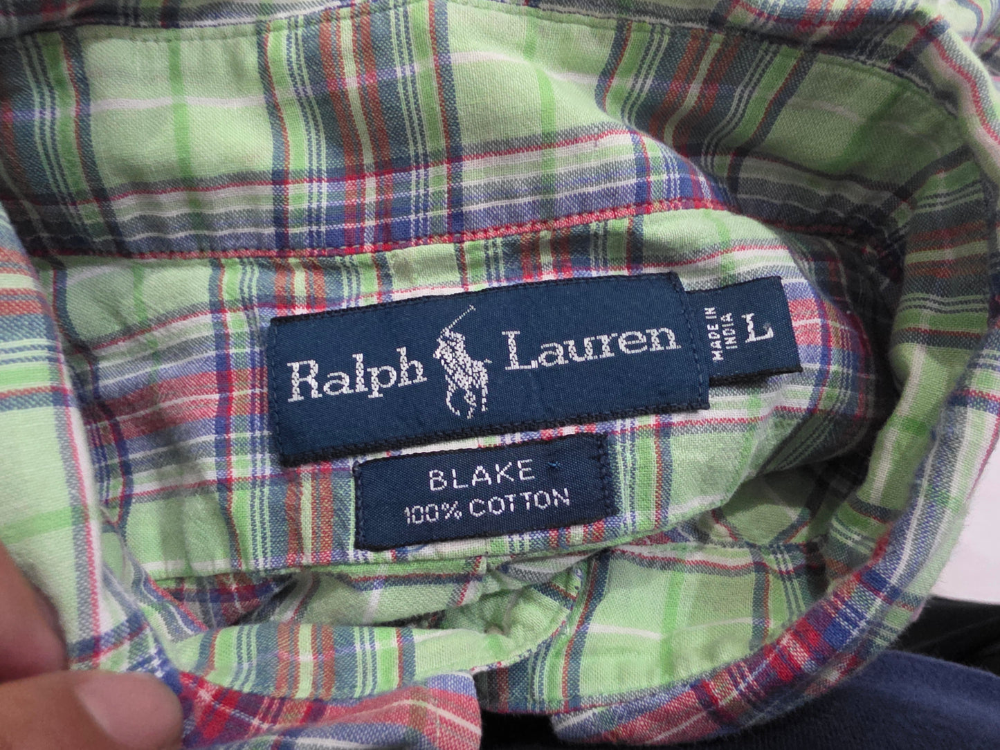Camisa Ralph Lauren Grande L Cuadro Verde Manga Corta