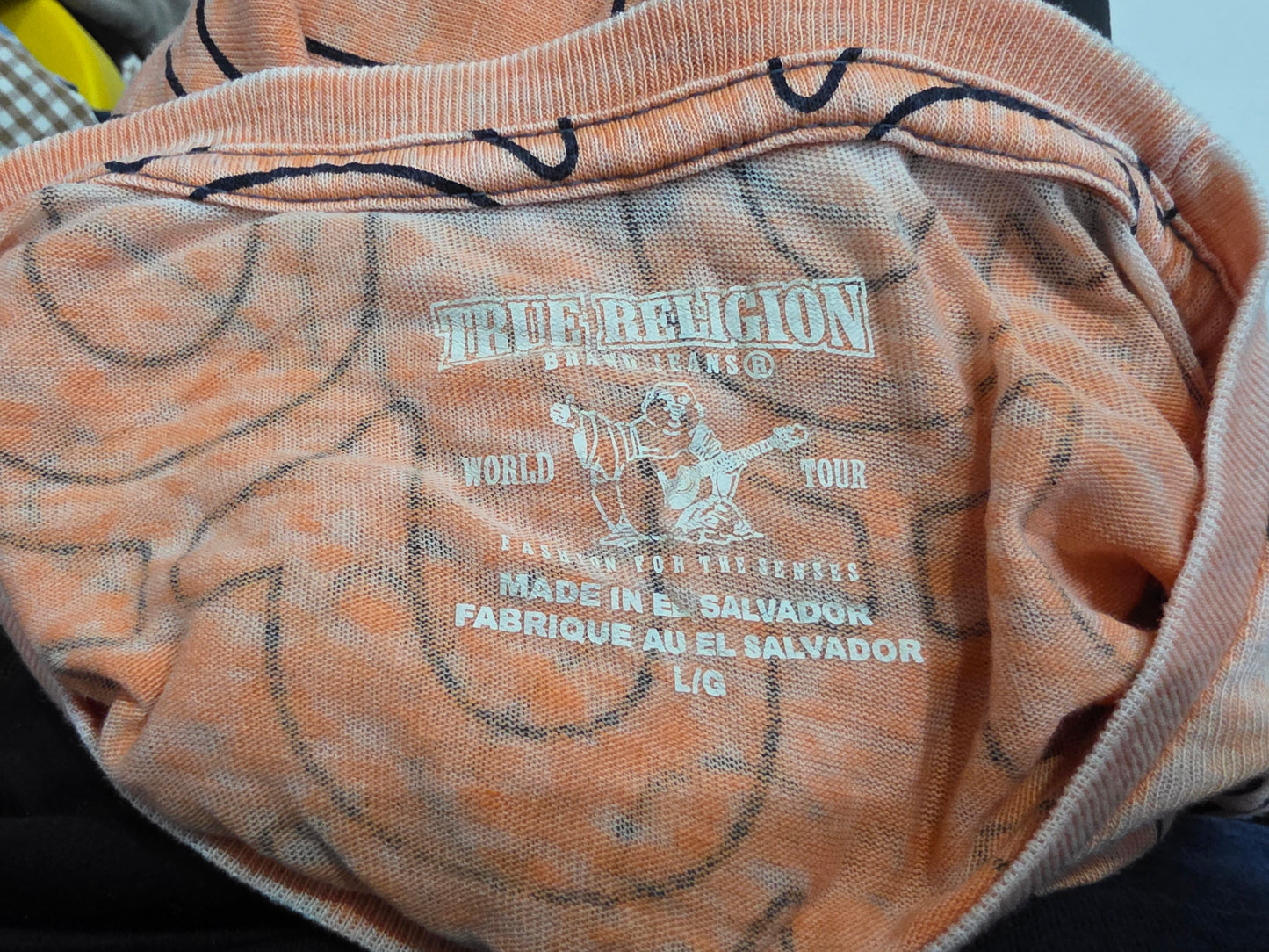 Playera True Religion Grande L Naranja Logos