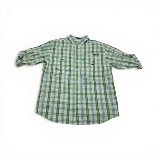 Camisa Manga Corta Columbia Grande L Cuadro Verde