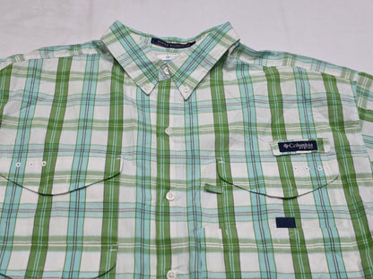 Camisa Manga Corta Columbia Grande L Cuadro Verde