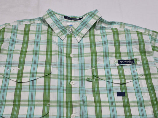 Camisa Manga Corta Columbia Grande L Cuadro Verde