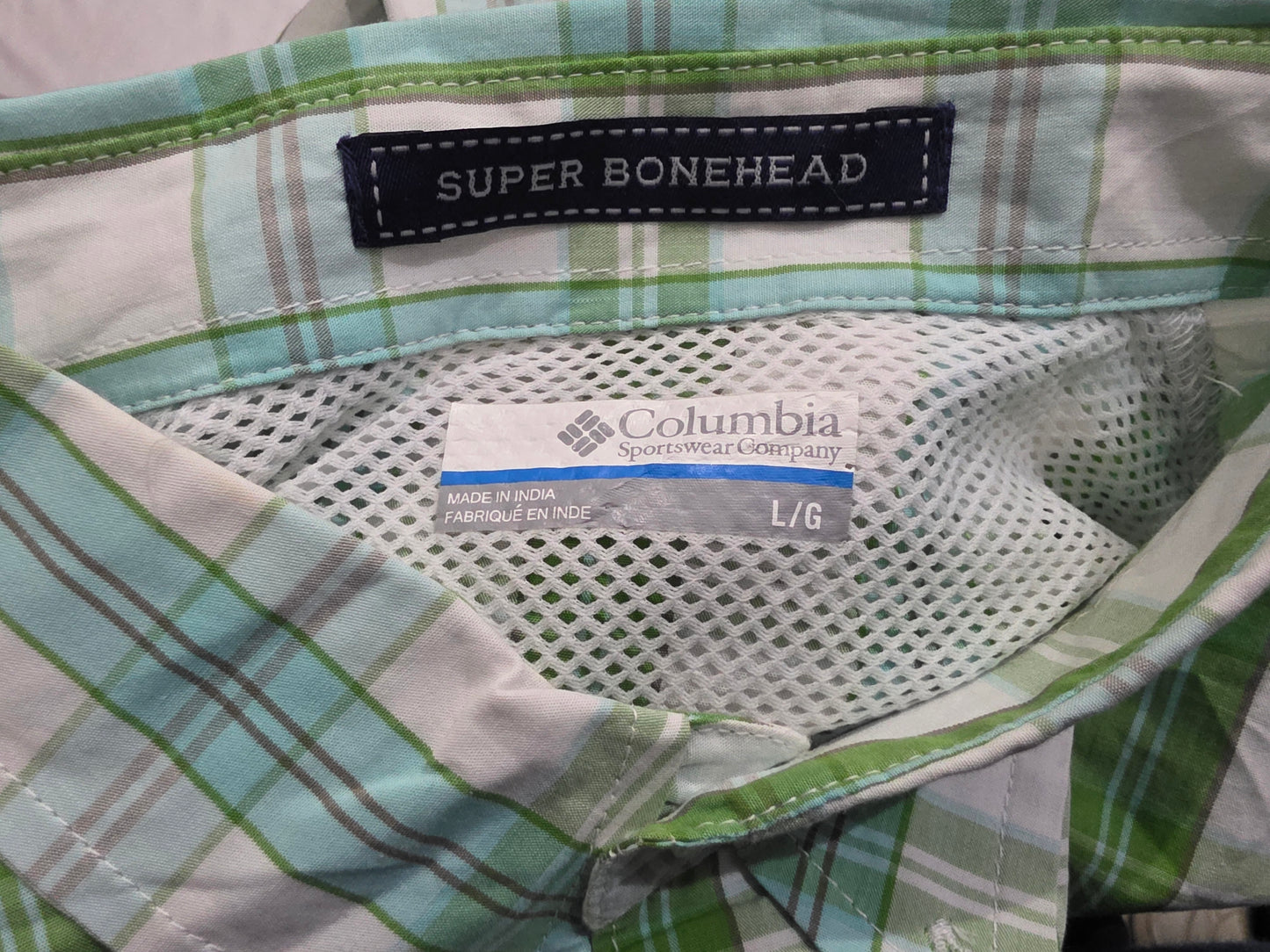 Camisa Manga Corta Columbia Grande L Cuadro Verde