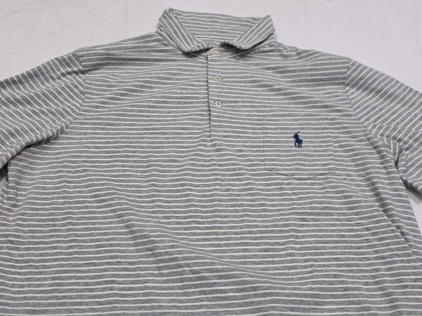 Playera Ralph Lauren Grande L Gris Lineas