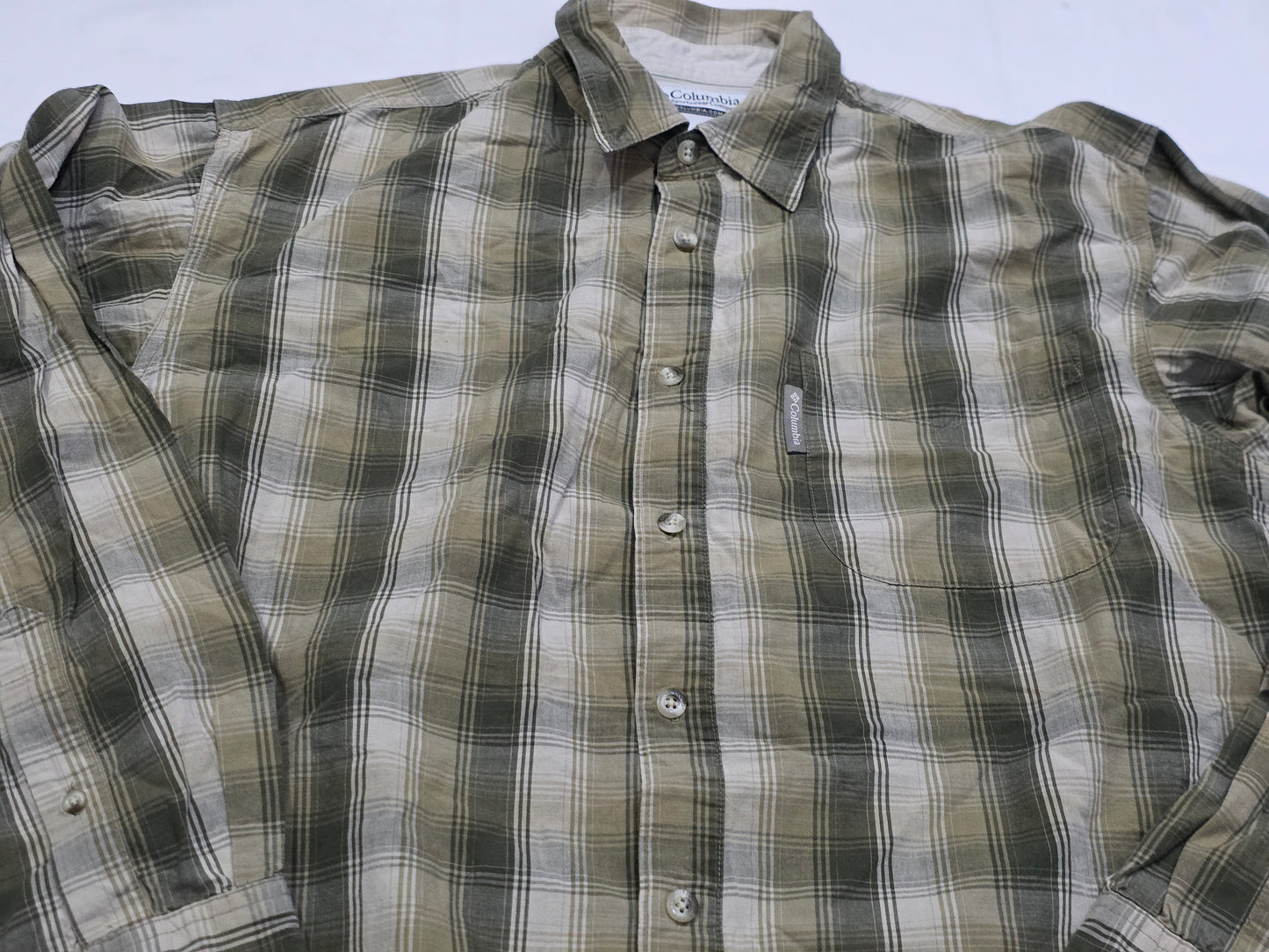 Camisa Columbia Grande L Cuadro Verde