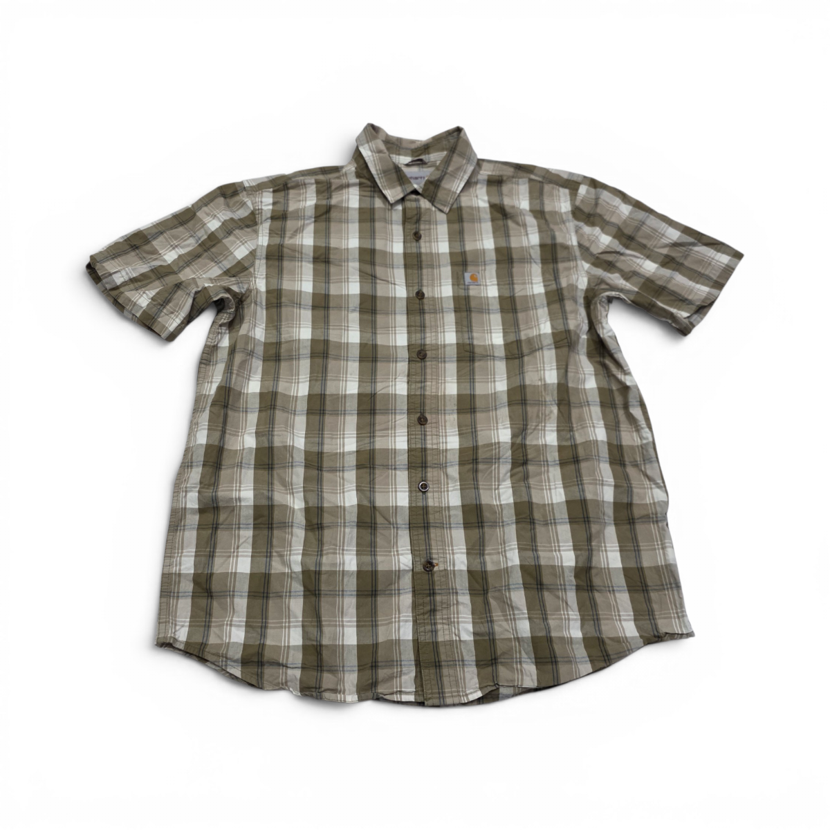Camisa Carhartt Grande L Cuadro Cafe Manga Corta