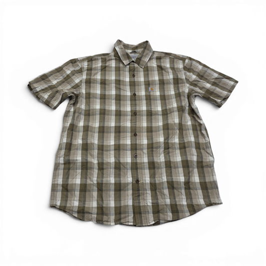 Camisa Carhartt Grande L Cuadro Cafe Manga Corta