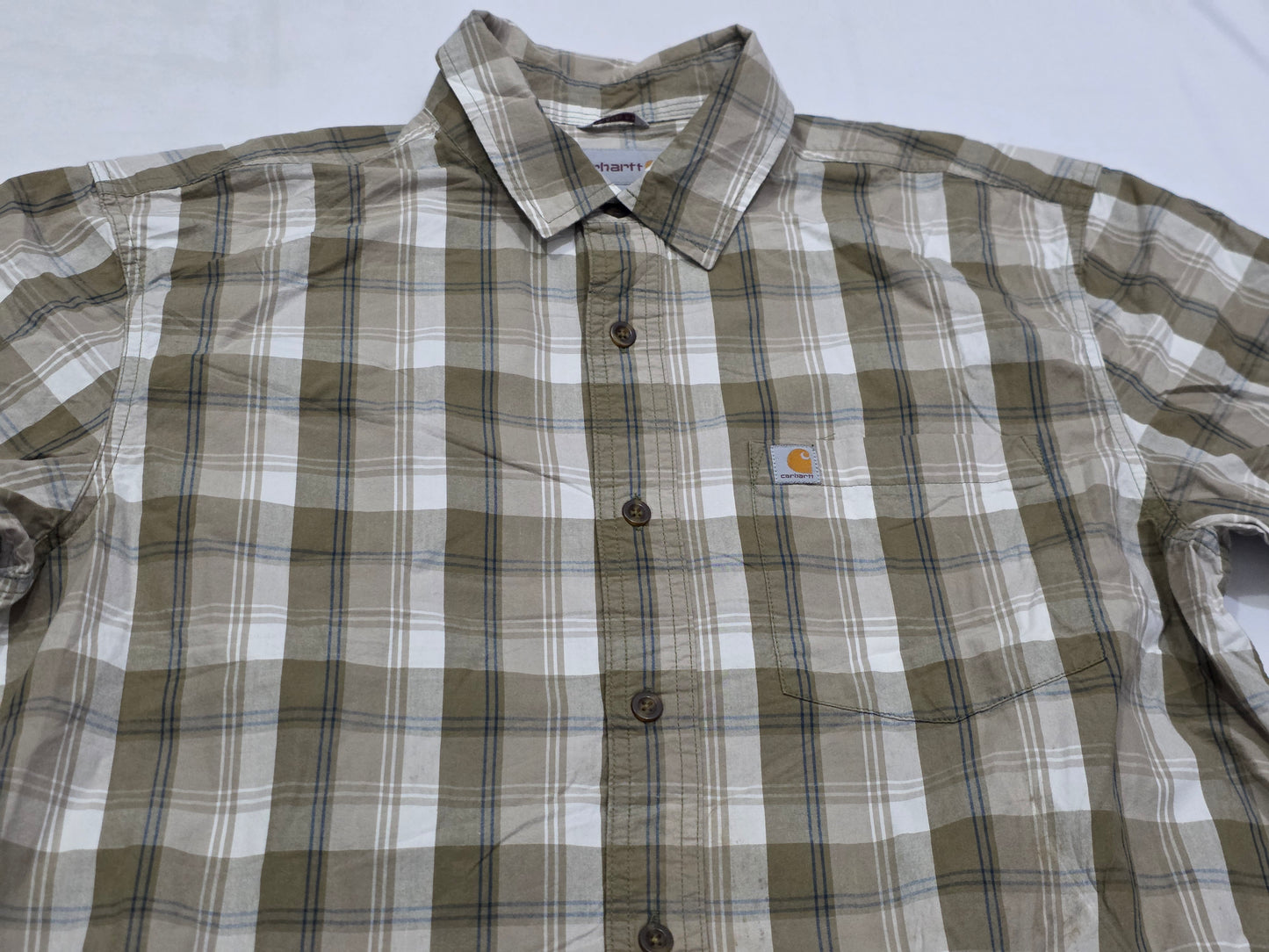 Camisa Carhartt Grande L Cuadro Cafe Manga Corta