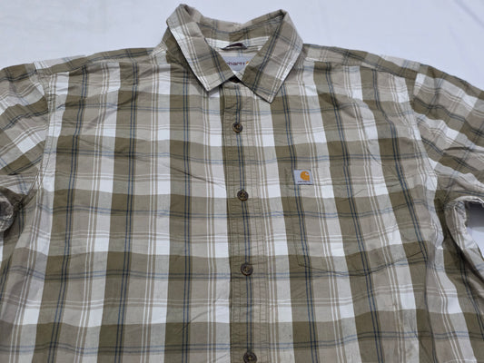 Camisa Carhartt Grande L Cuadro Cafe Manga Corta