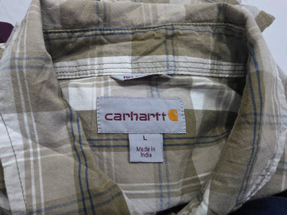 Camisa Carhartt Grande L Cuadro Cafe Manga Corta