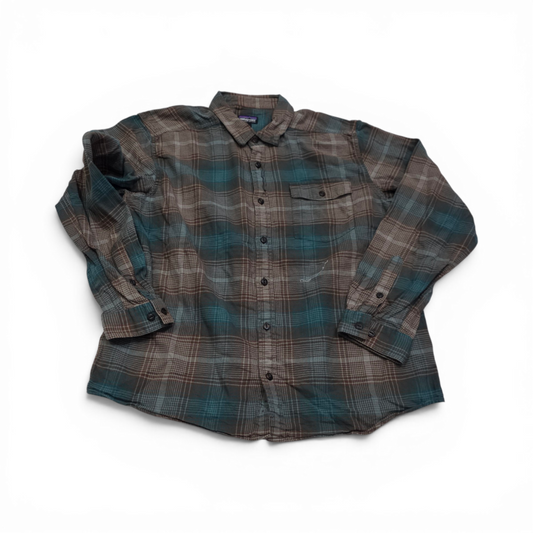 Camisa Patagonia Grande L Cuadro Cafe Y Verde Franela